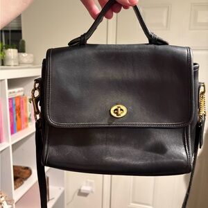 Vintage Coach Black Leather Handbag